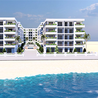 vue depuis la mer sur la résidence costa